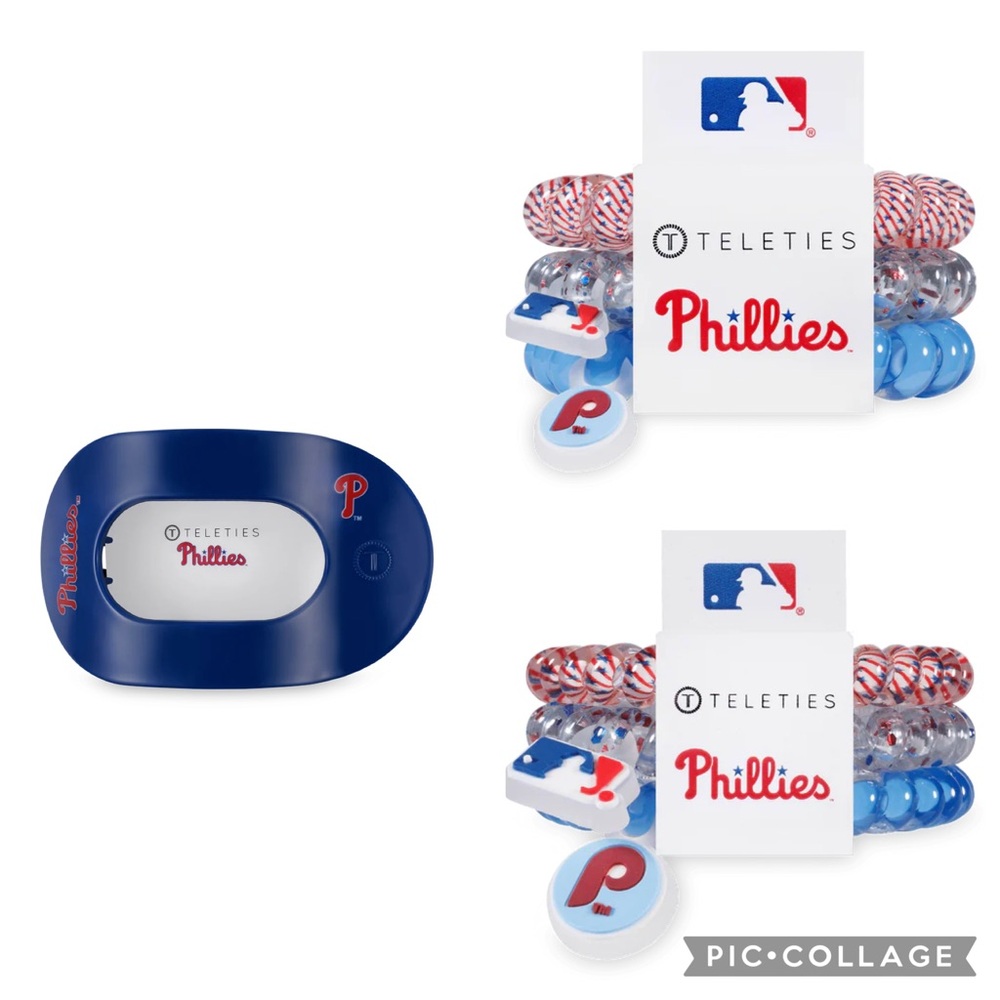 Teleties Phila Phillies Combo Gift Set (Lg Flat Round Hair Clip, Lg & Sm ties)